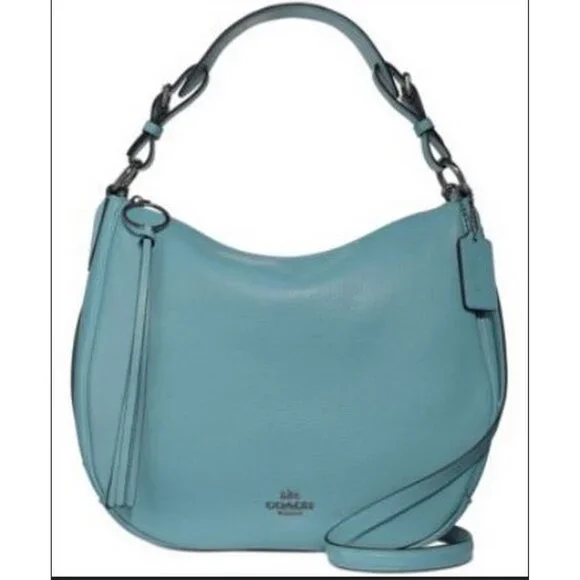 Coach Sutton Hobo Polished Pebble Leather Bag Purse Marine Blue style 35593 - Picture 1 of 14